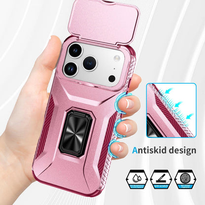 For iPhone 18 Pro Sliding Camshield Holder Phone Case - Pink + Rose Red - EDA007085314C