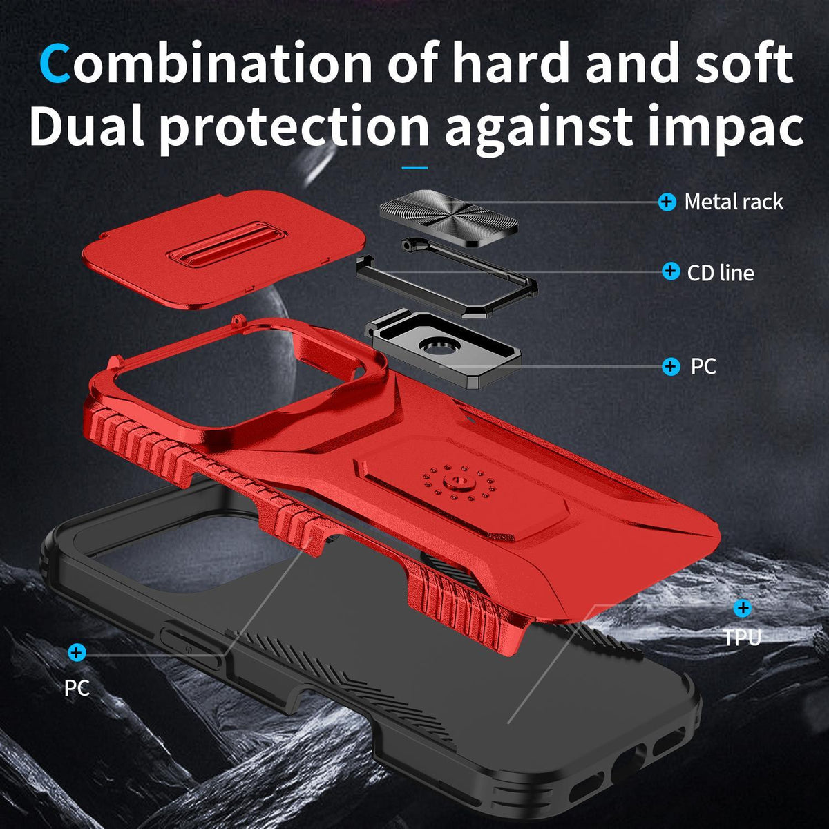 For iPhone 18 Pro Sliding Camshield Holder Phone Case - Red - EDA007085314E