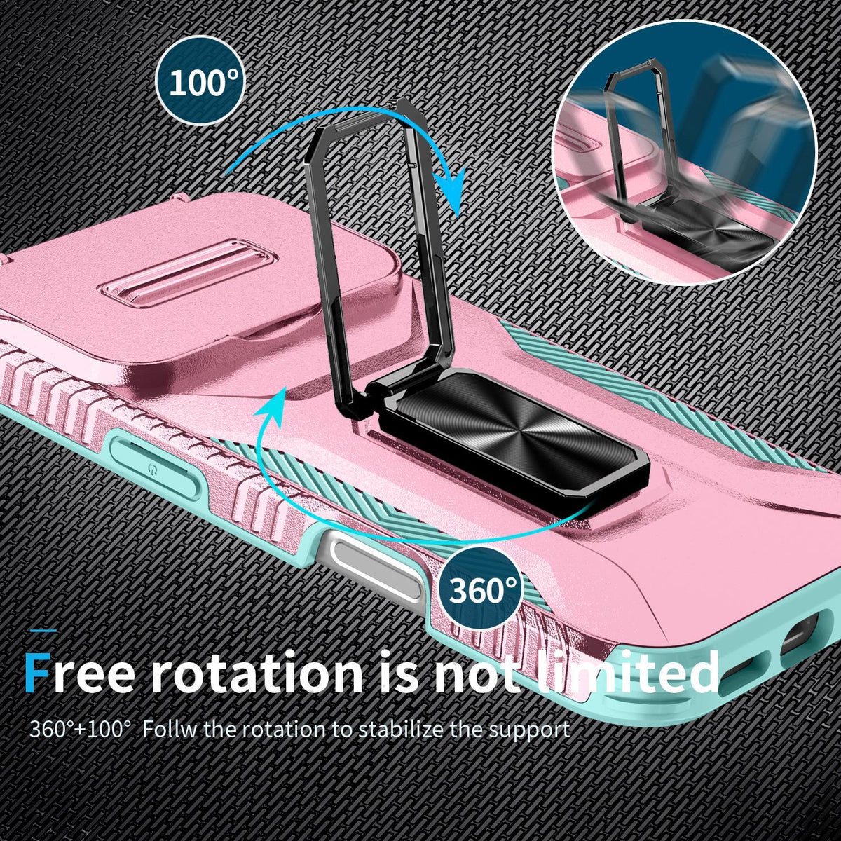 For iPhone 18 Pro Sliding Camshield Holder Phone Case - Grey Green + Pink - EDA007085314F
