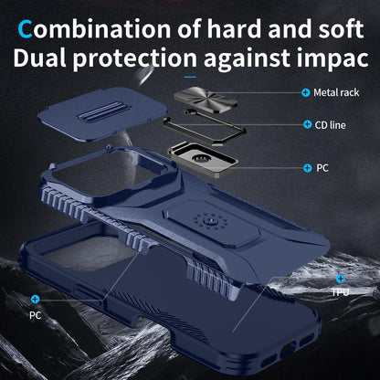 For iPhone 18 Pro Sliding Camshield Holder Phone Case - Blue - EDA007085314G