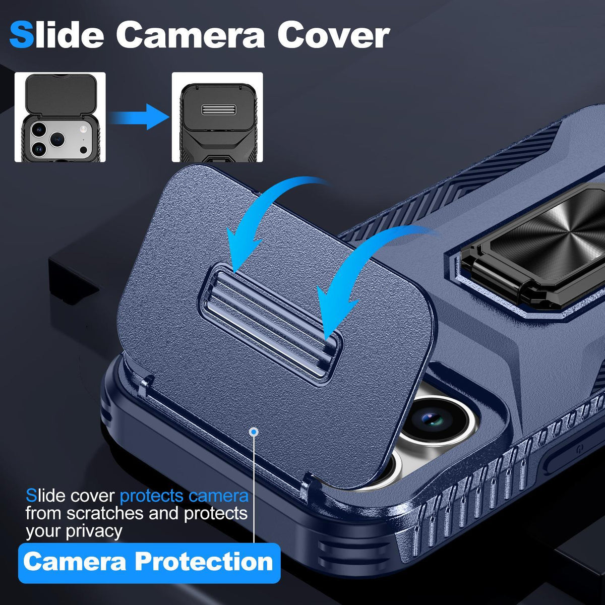 For iPhone 18 Pro Sliding Camshield Holder Phone Case - Blue - EDA007085314G