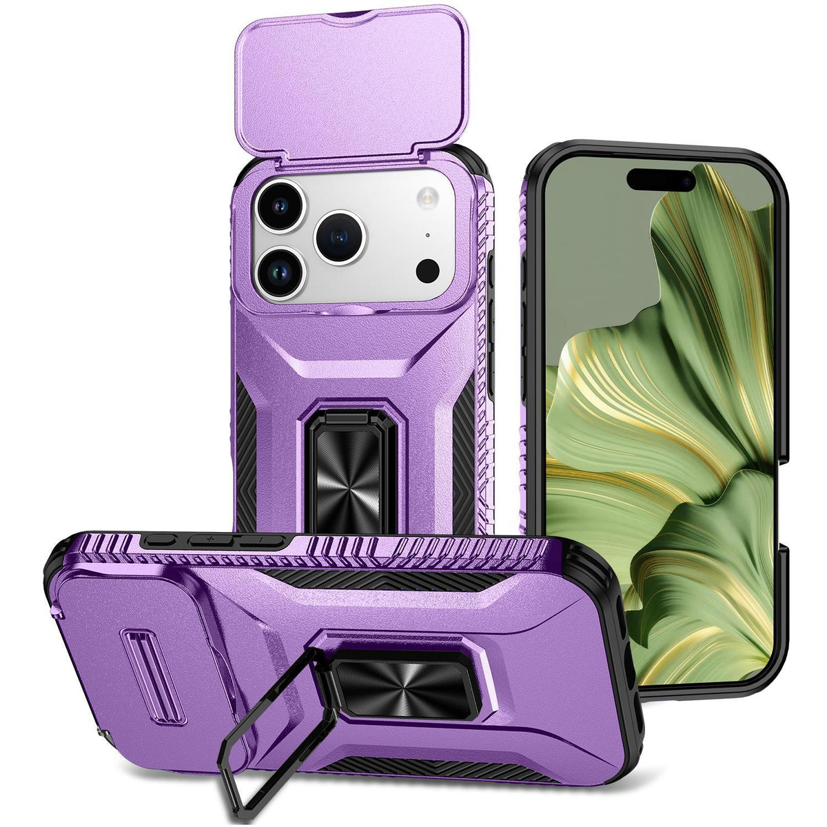 For iPhone 18 Pro Sliding Camshield Holder Phone Case - Purple - EDA007085314H