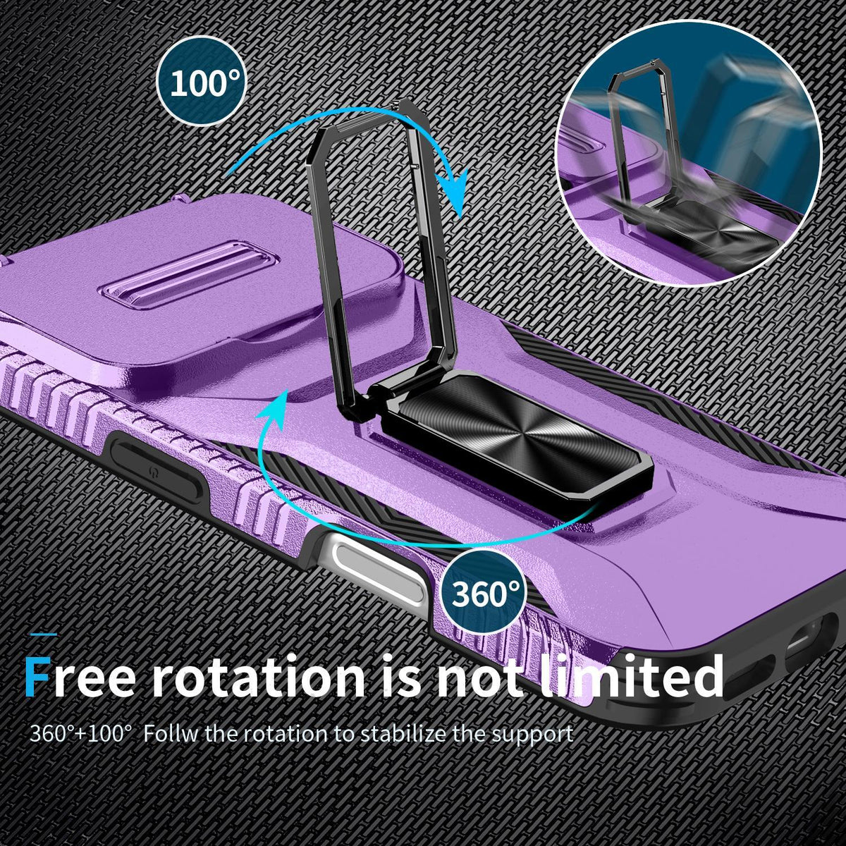 For iPhone 18 Pro Sliding Camshield Holder Phone Case - Purple - EDA007085314H