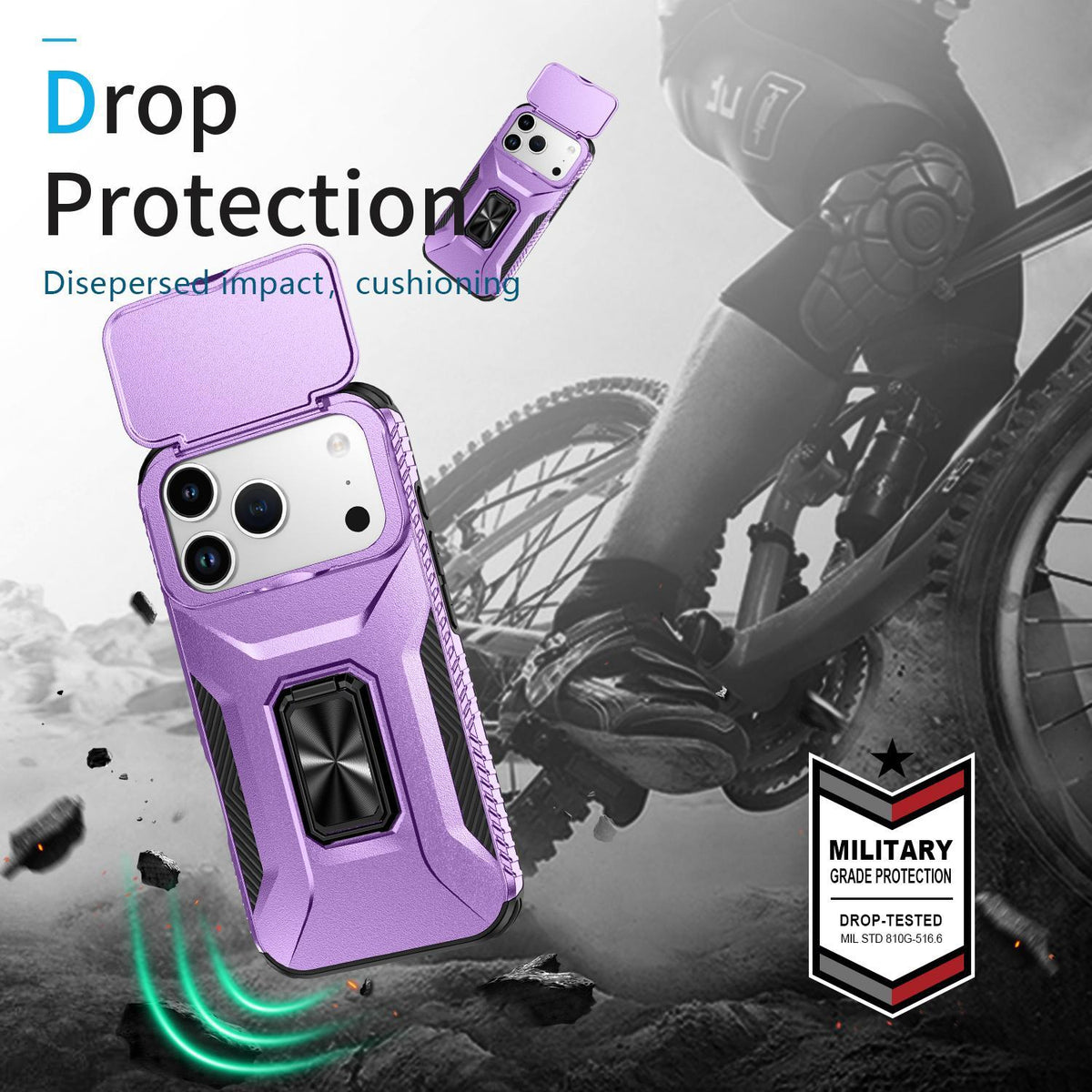 For iPhone 18 Pro Sliding Camshield Holder Phone Case - Purple - EDA007085314H