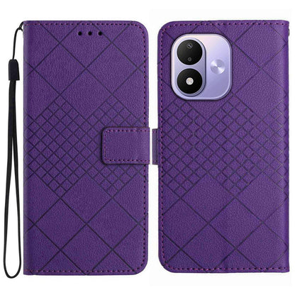For Redmi Note 17 4G Global 169.7mm Rhombic Grid Texture Leather Phone Case - Purple - EDA007086319A