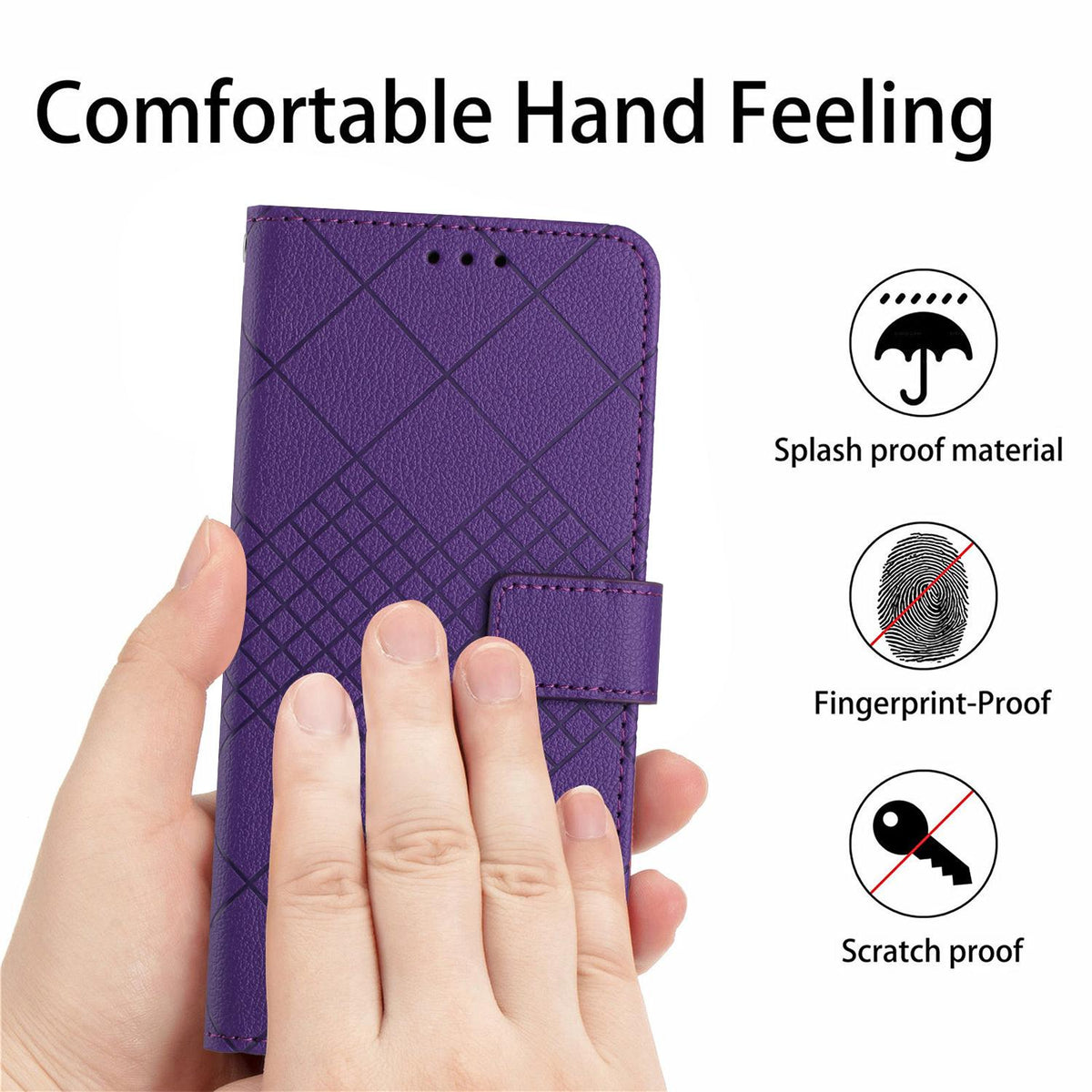 For Redmi Note 17 4G Global 169.7mm Rhombic Grid Texture Leather Phone Case - Purple - EDA007086319A