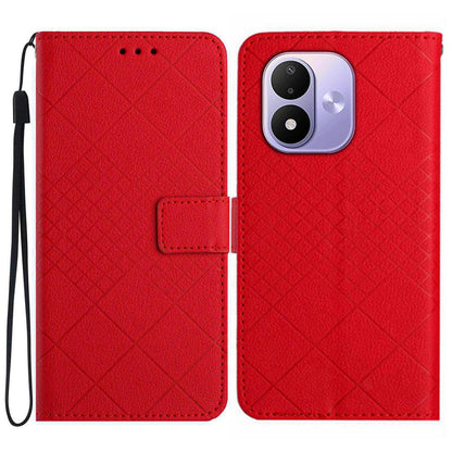 For Redmi Note 17 4G Global 169.7mm Rhombic Grid Texture Leather Phone Case - Red - EDA007086319B