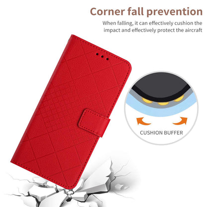 For Redmi Note 17 4G Global 169.7mm Rhombic Grid Texture Leather Phone Case - Red - EDA007086319B