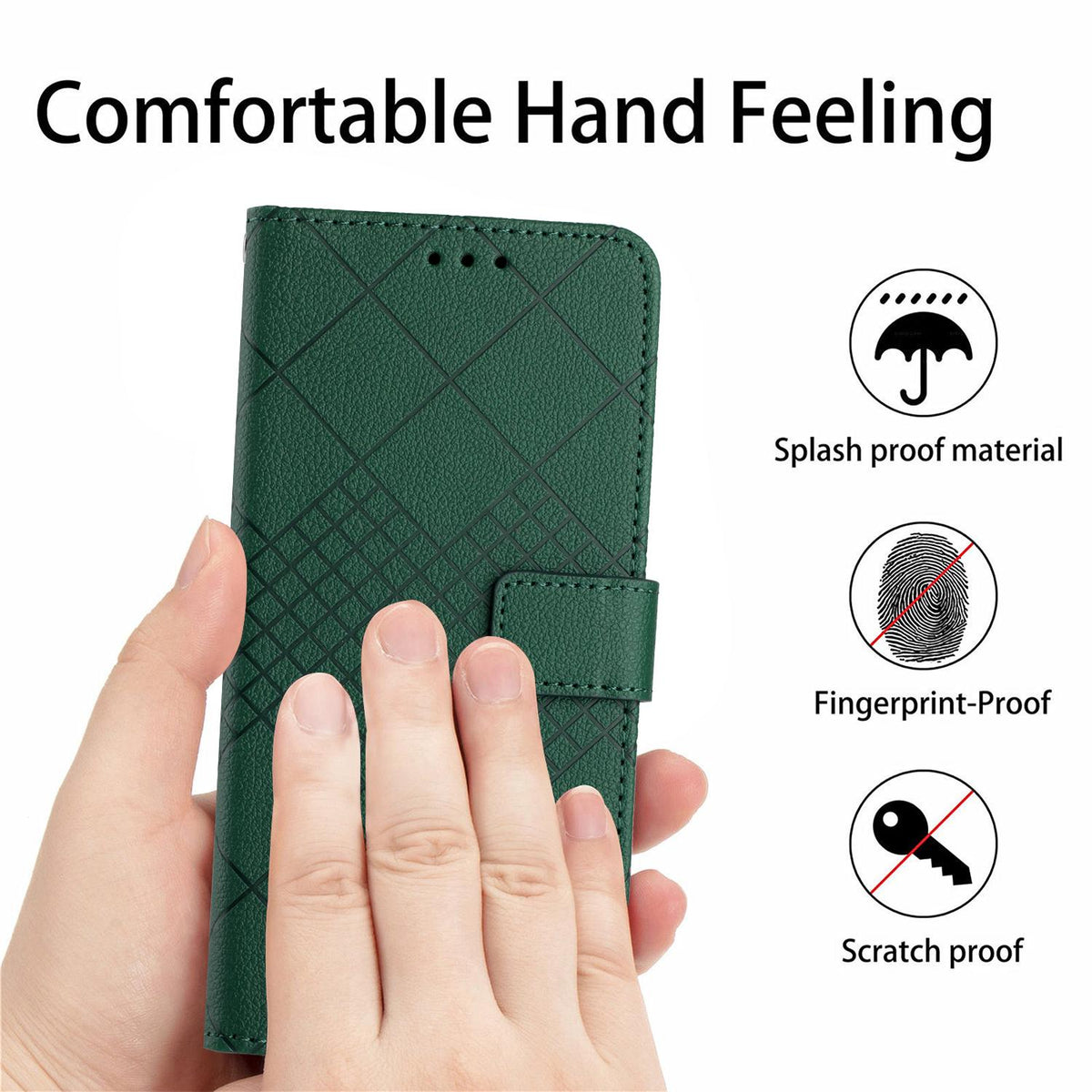 For Redmi Note 17 4G Global 169.7mm Rhombic Grid Texture Leather Phone Case - Green - EDA007086319C