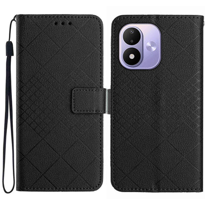 For Redmi Note 17 4G Global 169.7mm Rhombic Grid Texture Leather Phone Case - Black - EDA007086319E