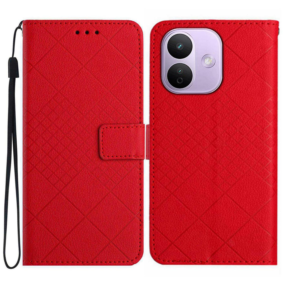 For Redmi Note 17 Pro 5G Global 163.5mm Rhombic Grid Texture Leather Phone Case - Red - EDA007086321B