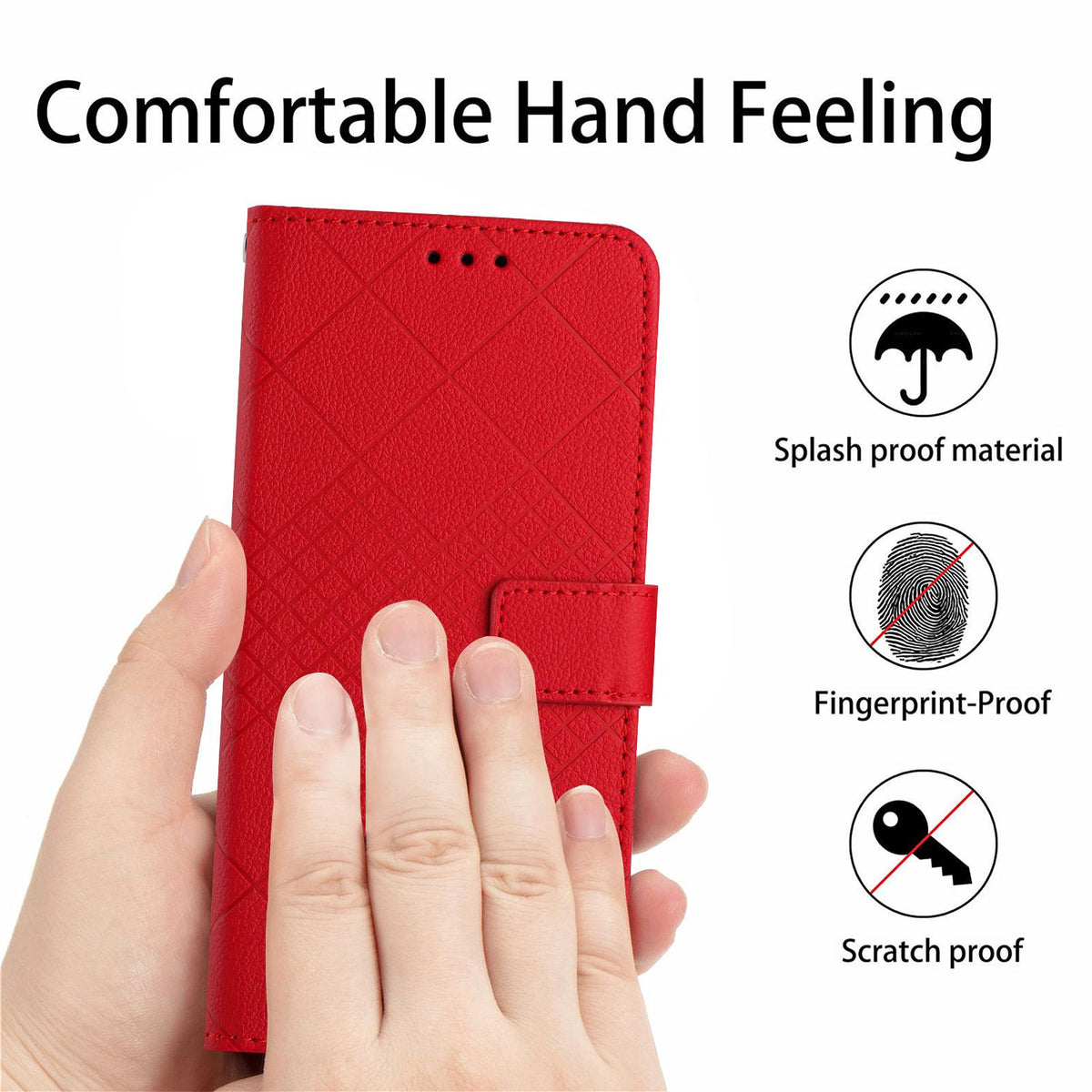 For Redmi Note 17 Pro 5G Global 163.5mm Rhombic Grid Texture Leather Phone Case - Red - EDA007086321B