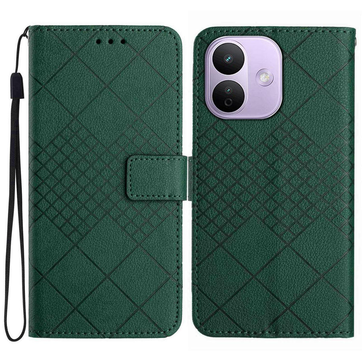 For Redmi Note 17 Pro 5G Global 163.5mm Rhombic Grid Texture Leather Phone Case - Green - EDA007086321C