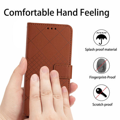 For Redmi Note 17 Pro 5G Global 163.5mm Rhombic Grid Texture Leather Phone Case - Brown - EDA007086321D