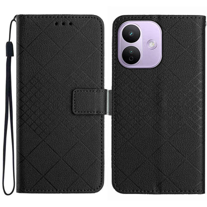 For Redmi Note 17 Pro 5G Global 163.5mm Rhombic Grid Texture Leather Phone Case - Black - EDA007086321E