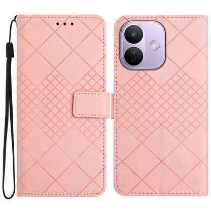 For Redmi Note 17 Pro 5G Global 163.5mm Rhombic Grid Texture Leather Phone Case - Pink - EDA007086321F