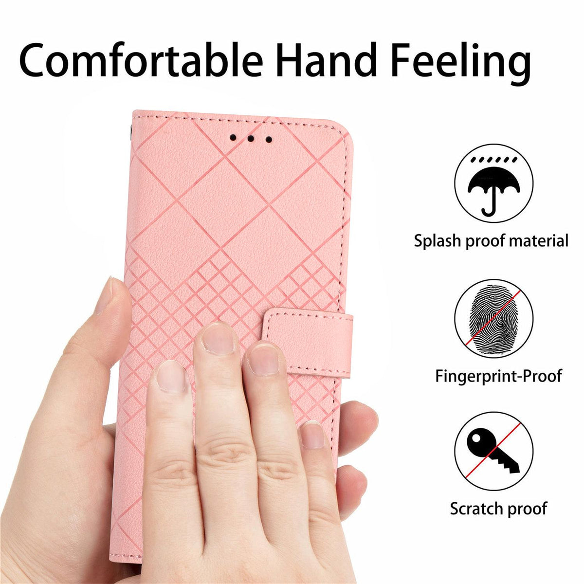 For Redmi Note 17 Pro 5G Global 163.5mm Rhombic Grid Texture Leather Phone Case - Pink - EDA007086321F