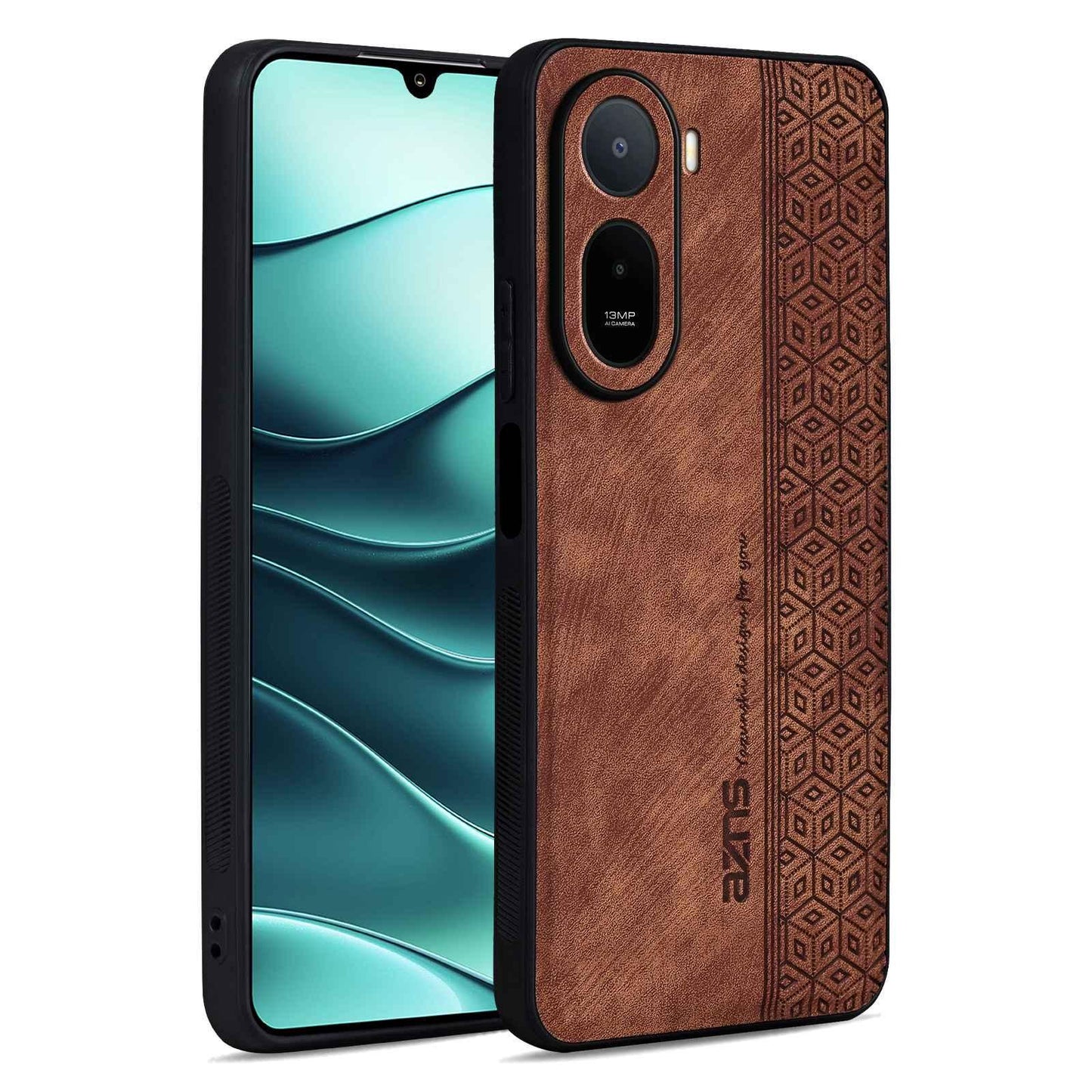 For Redmi A7 Pro 4G/5G 171mm AZNS 3D Embossed Skin Feel Phone Case(Brown)