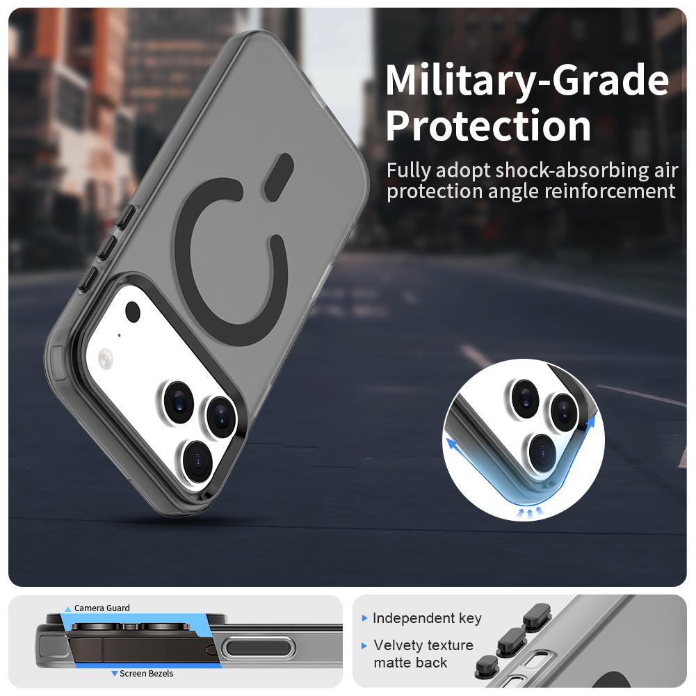 For iPhone 18 Pro Max C-type Candy Magsafe PC Hybrid TPU Phone Case - Black - EDA007087733C