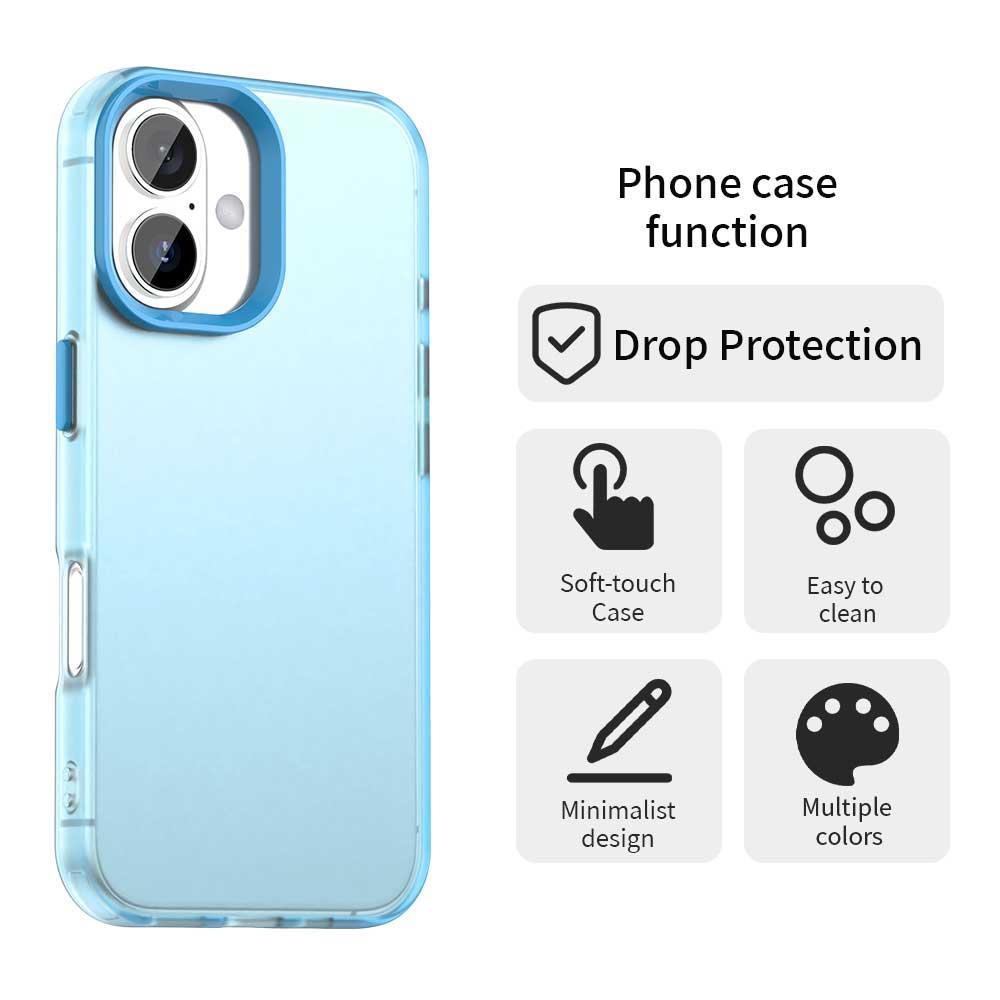 For iPhone 18 Candy PC Hybrid TPU Shockproof Phone Case - Blue - EDA007087828E