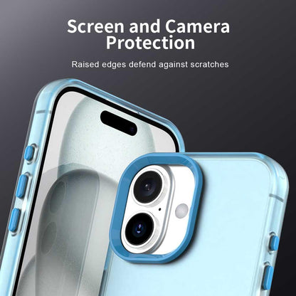 For iPhone 18 Candy PC Hybrid TPU Shockproof Phone Case - Blue - EDA007087828E