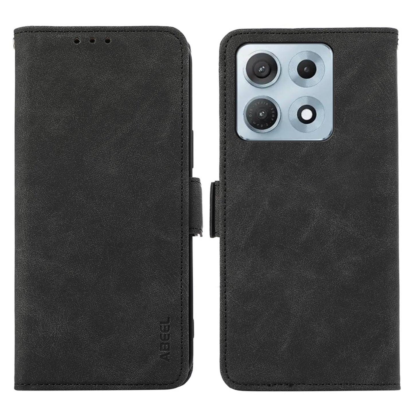 For Motorola Edge 70 Max 5G ABEEL Frosted Magnetic RFID Leather Phone Case(Black)
