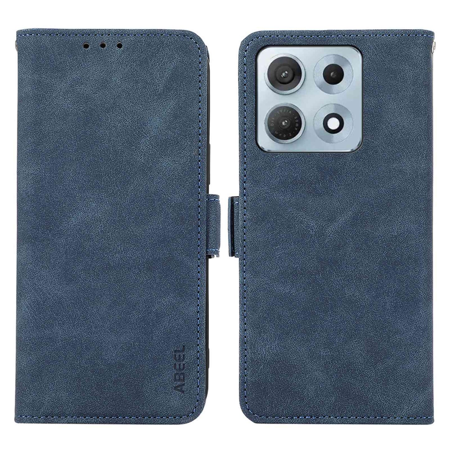 For Motorola Edge 70 Max 5G ABEEL Frosted Magnetic RFID Leather Phone Case(Blue)