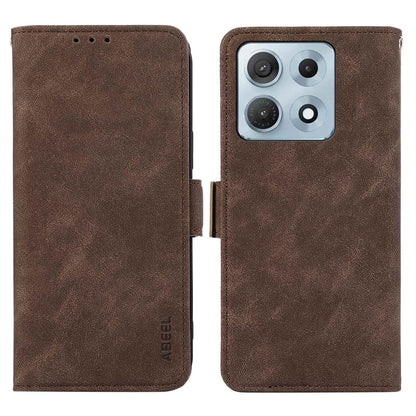 For Motorola Edge 70 Max 5G ABEEL Frosted Magnetic RFID Leather Phone Case(Brown)