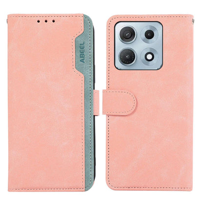 For Motorola Edge 70 Max 5G ABEEL Color Block Magnetic RFID Leather Phone Case(Pink-Cyan)