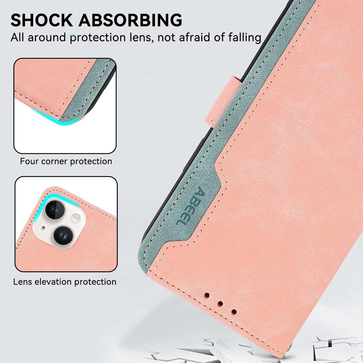 For Motorola Edge 70 Max 5G ABEEL Color Block Magnetic RFID Leather Phone Case(Pink-Cyan)