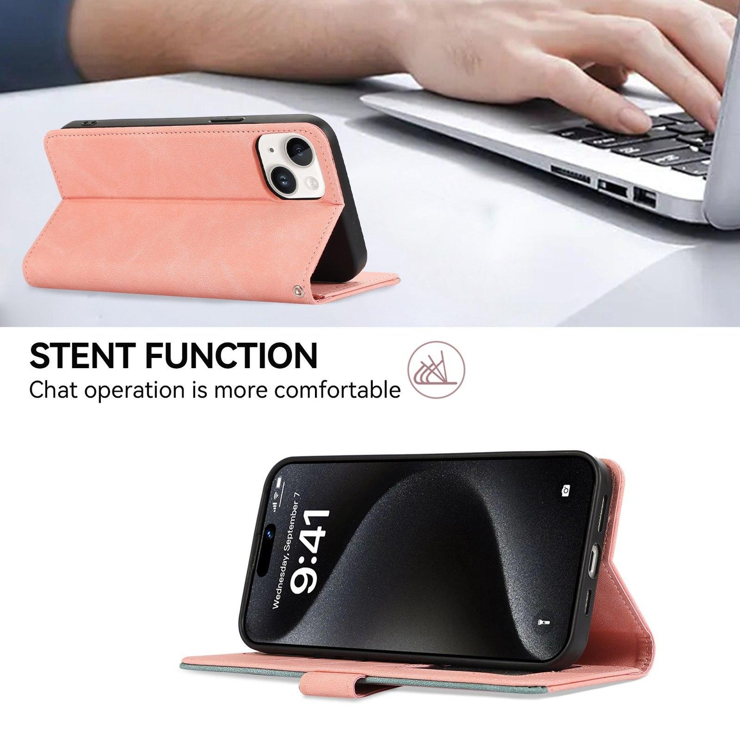 For Motorola Edge 70 Max 5G ABEEL Color Block Magnetic RFID Leather Phone Case(Pink-Cyan)