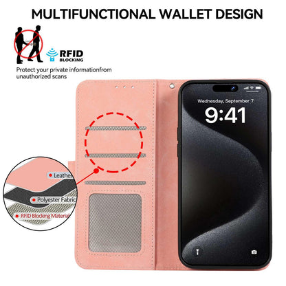 For Motorola Edge 70 Max 5G ABEEL Color Block Magnetic RFID Leather Phone Case(Pink-Cyan)