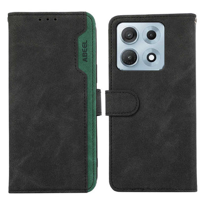 For Motorola Edge 70 Max 5G ABEEL Color Block Magnetic RFID Leather Phone Case(Black-Green)