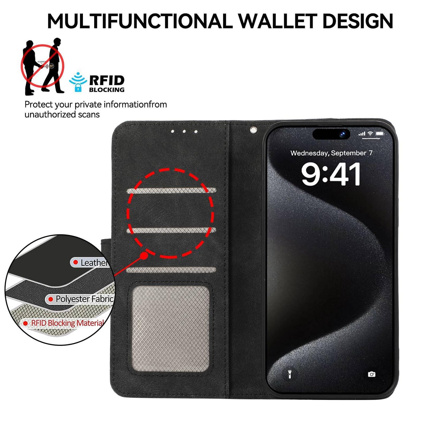 For Motorola Edge 70 Max 5G ABEEL Color Block Magnetic RFID Leather Phone Case(Black-Green)