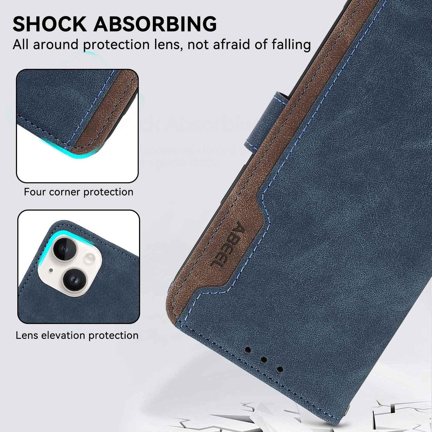 For Motorola Edge 70 Max 5G ABEEL Color Block Magnetic RFID Leather Phone Case(Blue-Brown)