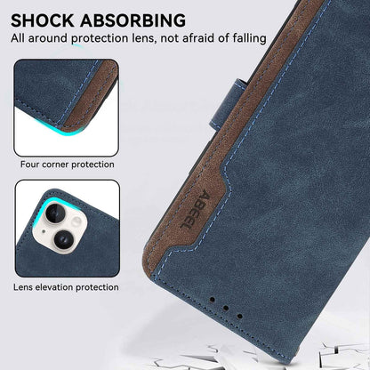 For Motorola Edge 70 Max 5G ABEEL Color Block Magnetic RFID Leather Phone Case(Blue-Brown)