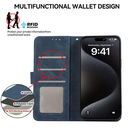 For Motorola Edge 70 Max 5G ABEEL Color Block Magnetic RFID Leather Phone Case(Blue-Brown)