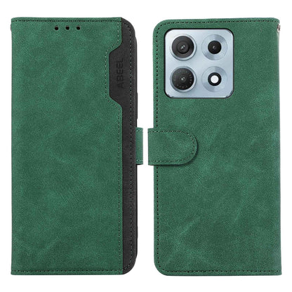 For Motorola Edge 70 Max 5G ABEEL Color Block Magnetic RFID Leather Phone Case(Green-Black)