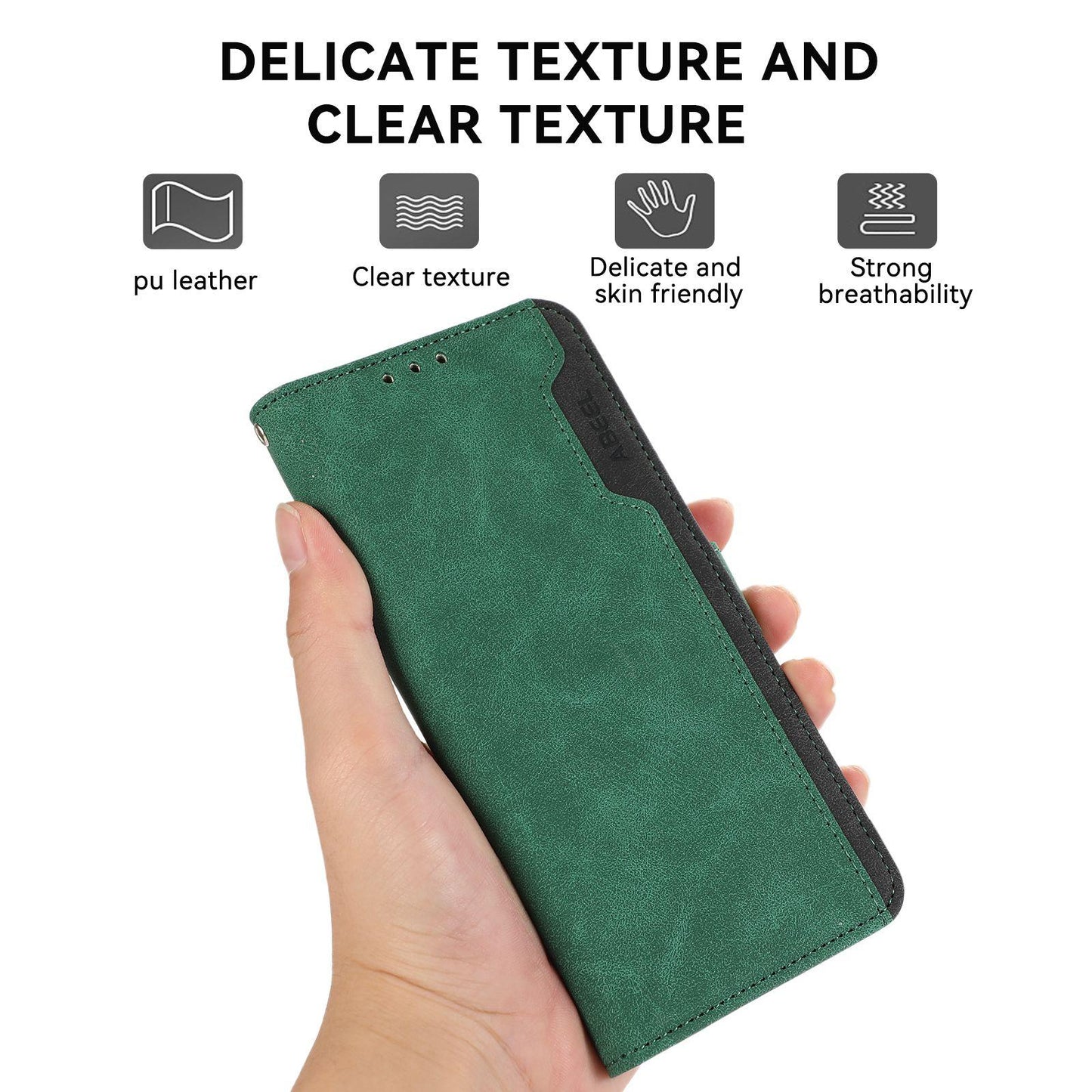 For Motorola Edge 70 Max 5G ABEEL Color Block Magnetic RFID Leather Phone Case(Green-Black)