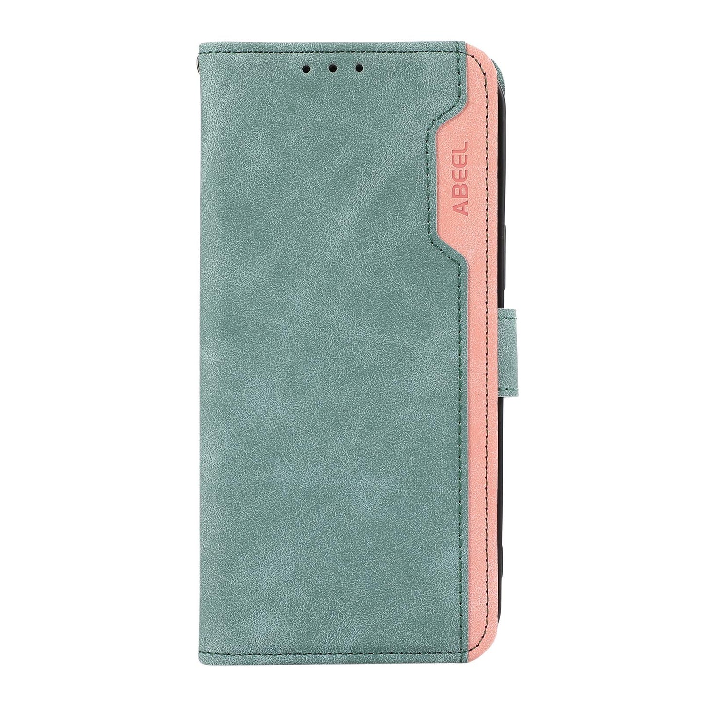 For Motorola Edge 70 Max 5G ABEEL Color Block Magnetic RFID Leather Phone Case(Cyan-Pink)