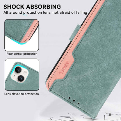 For Motorola Edge 70 Max 5G ABEEL Color Block Magnetic RFID Leather Phone Case(Cyan-Pink)