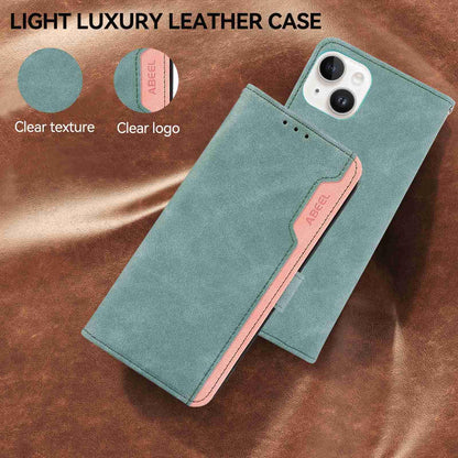 For Motorola Edge 70 Max 5G ABEEL Color Block Magnetic RFID Leather Phone Case(Cyan-Pink)