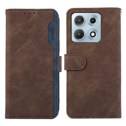 For Motorola Edge 70 Max 5G ABEEL Color Block Magnetic RFID Leather Phone Case(Brown-Blue)