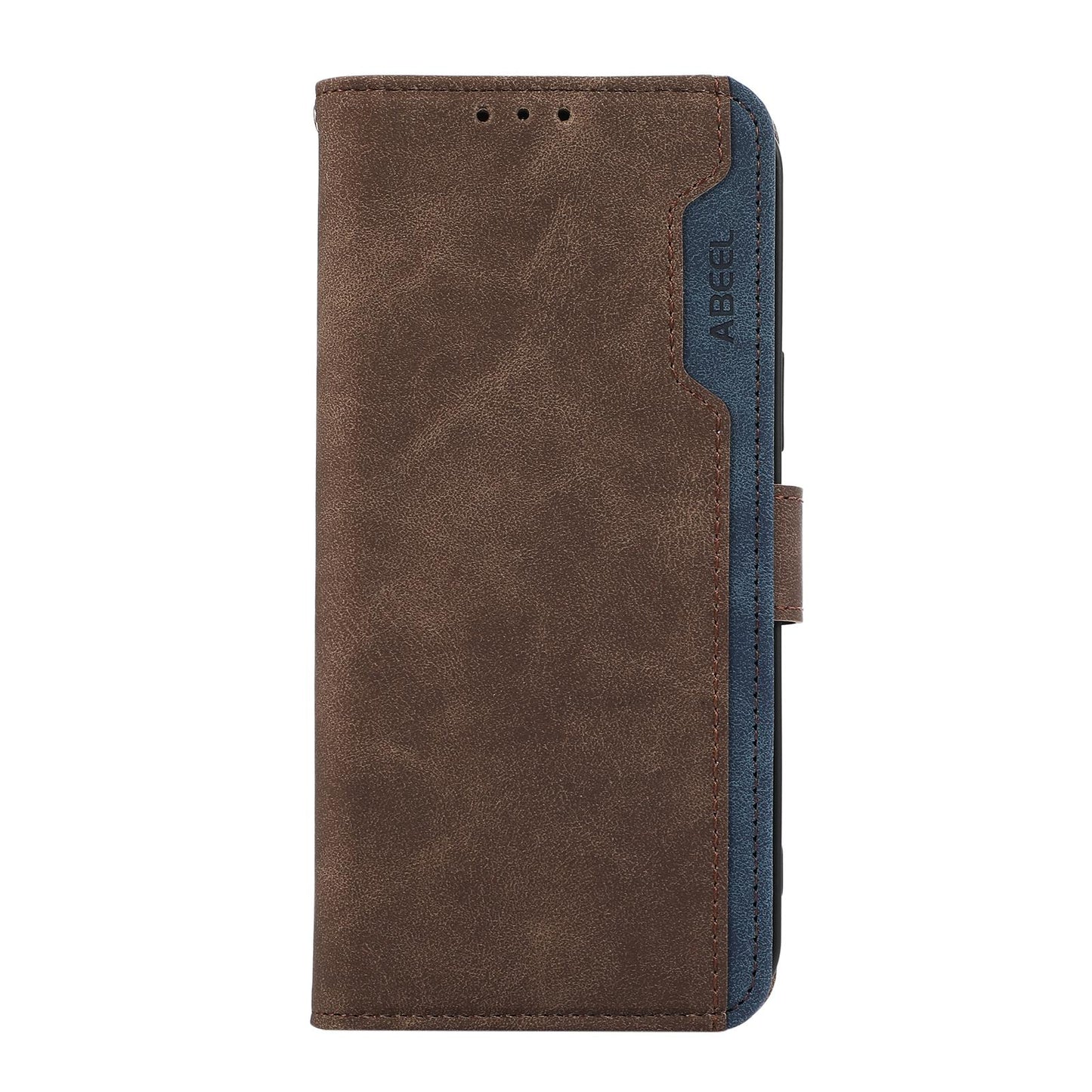 For Motorola Edge 70 Max 5G ABEEL Color Block Magnetic RFID Leather Phone Case(Brown-Blue)