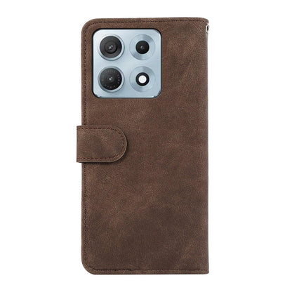 For Motorola Edge 70 Max 5G ABEEL Color Block Magnetic RFID Leather Phone Case(Brown-Blue)