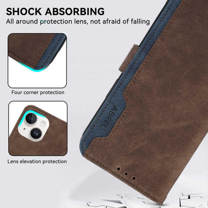 For Motorola Edge 70 Max 5G ABEEL Color Block Magnetic RFID Leather Phone Case(Brown-Blue)