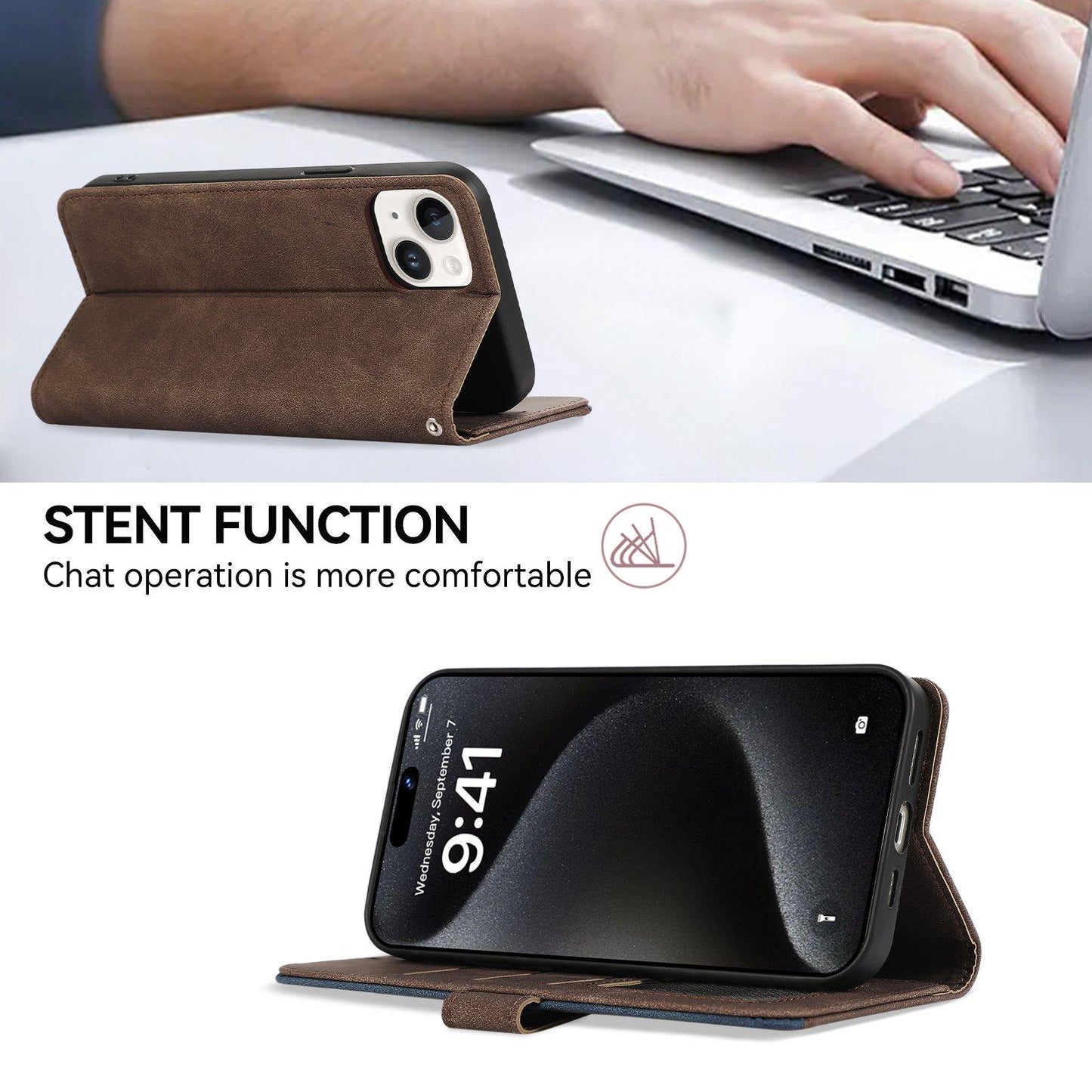 For Motorola Edge 70 Max 5G ABEEL Color Block Magnetic RFID Leather Phone Case(Brown-Blue)