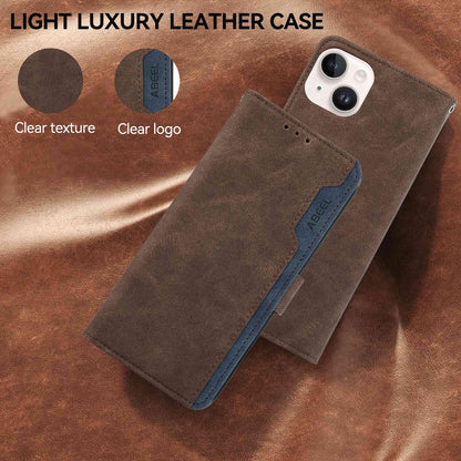 For Motorola Edge 70 Max 5G ABEEL Color Block Magnetic RFID Leather Phone Case(Brown-Blue)