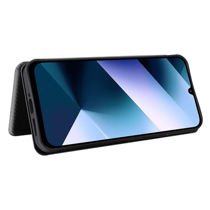 For Xiaomi Poco C95 Pro Carbon Fiber Texture Flip Leather Phone Case - Black - EDA007098614B