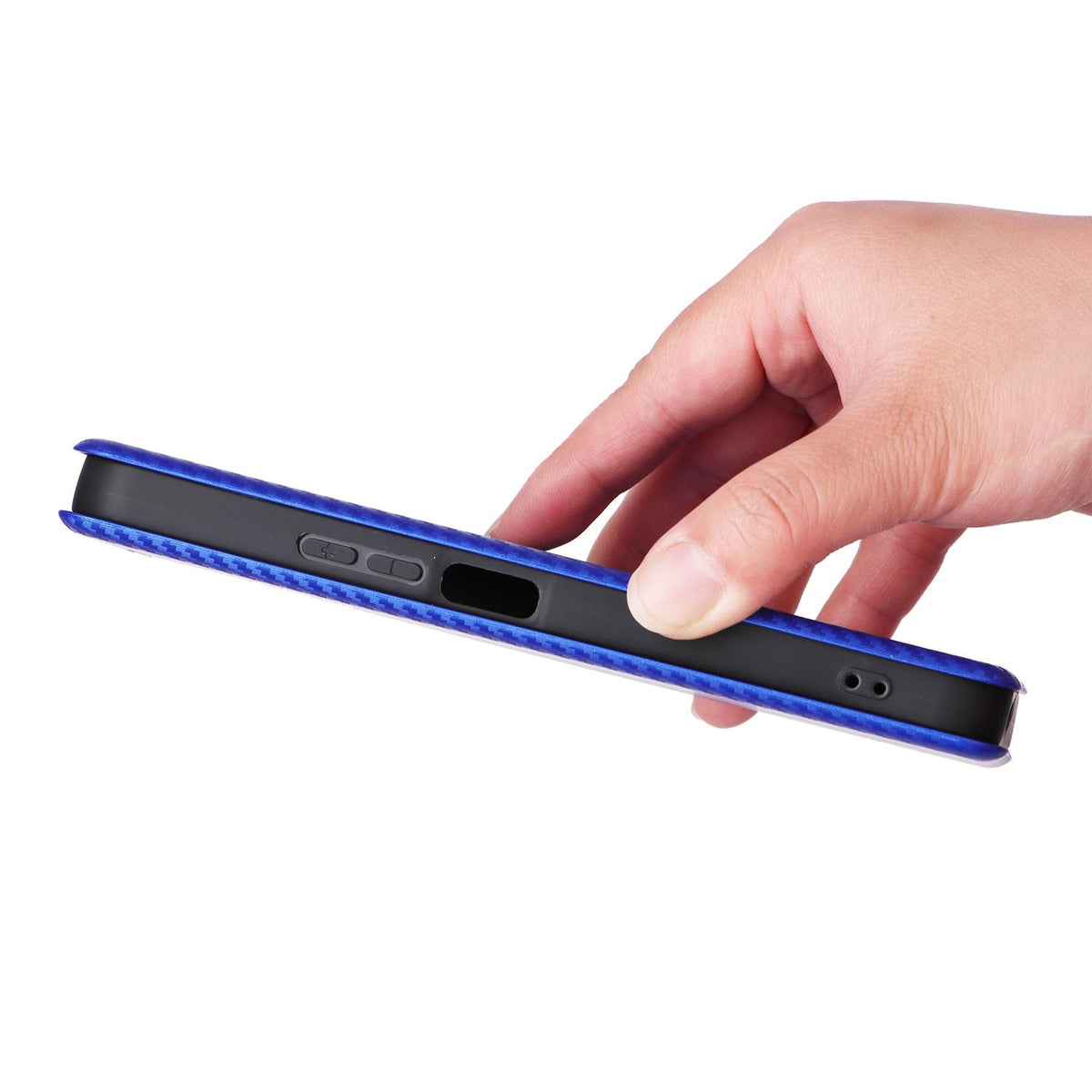 For Xiaomi Poco C95 Pro Carbon Fiber Texture Flip Leather Phone Case - Blue - EDA007098614C